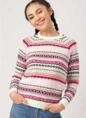 Dressberry Off White Printed Sweater women
