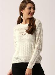 Dressberry Off White Self Pattern Sweater women