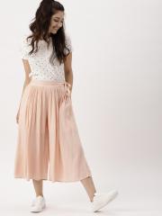 DressBerry Women Peach Coloured Loose Fit Solid Culottes