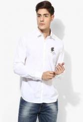 Ed Hardy White Solid Slim Fit Casual Shirt men