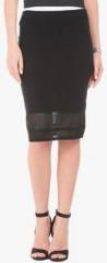 Elle Black Solid Pencil Skirt women