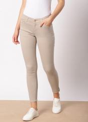 Ether Beige Skinny Fit Mid Rise Clean Look Stretchable Cropped Jeans women