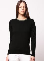 Ether Black Solid Pullover Sweater women