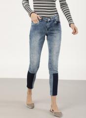 Ether Blue Regular Fit Mid Rise Clean Look Cropped Jeans women
