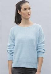 Ether Blue Solid Sweater women