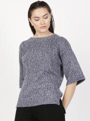 Ether Blue Textured Sweater women