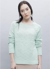 Ether Green Solid Sweater women