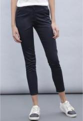 Ether Navy Blue Solid Chinos women
