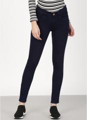 Ether Navy Blue Solid Mid Rise Jeans women