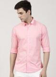 Ether Pink Solid Regular Fit Casual Shirt men