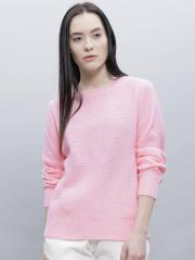 Ether Pink Solid Sweater women