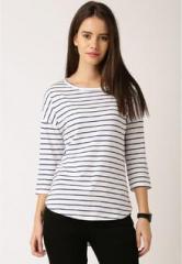 Ether White Striped T Shirt women