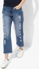 Evah London Blue Washed Mid Rise Regular Fit Jeans women