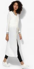 Evah London White Coloured Solid Summer Jacket women