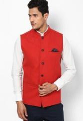 Even Solid Red Nehru Jacket men
