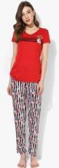 F Loop Red Printed Pyjama Set women