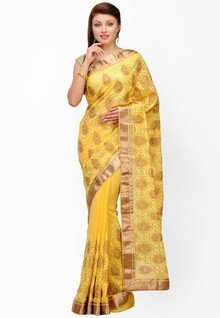 Fabroop Yellow Embellished Saree women