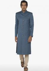 Fahd Khatri Blue Solid Long Jacket men