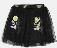 Fame Forever By Lifestyle Black Printed Flared Mini Skirt girls