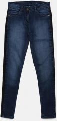 Fame Forever By Lifestyle Blue Medium Wash Skinny Mid Rise Clean Stretchable Jeans girls