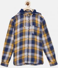 Fame Forever by Lifestyle Boys Yellow & Blue Regular Fit Checked Casual Shirt