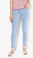 Fame Forever By Lifestyle Light Blue Solid Mid Rise Skinny Fit Jeans women