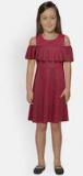 Fame Forever By Lifestyle Maroon Solid Fit and Flare Dress girls