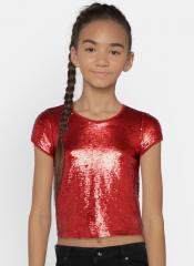 Fame Forever By Lifestyle Red Embellished Top girls