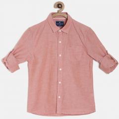 Fame Forever By Lifestyle Red Regular Fit Solid Casual Shirt boys