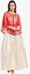 Famous By Payal Kapoor Off White Printed Flared Skirt Top With Shrug women