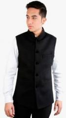 Fashion N Style Black Solid Waistcoat men