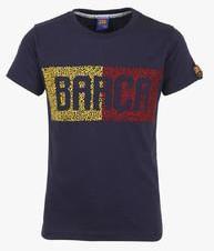 Fc Barcelona Navy Blue Printed Round Neck T Shirts boys