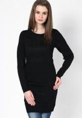 Femella Black Sweater Dress With Detailed Waist women