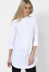 Femella White Button Down Shirt Tunic women