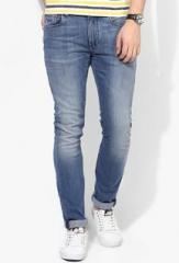 Flying Machine Blue Washed Mid Rise Slim Fit Jeans men