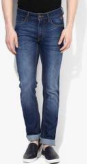Flying Machine Navy Blue Washed Mid Rise Slim Fit Jeans men