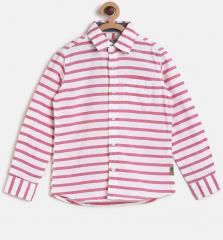 Flying Machine Pink & White Striped Casual Shirt boys