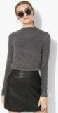 Forever 21 Charcoal Grey Solid Pullover Sweater women
