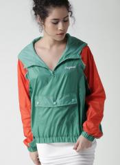 Forever 21 Green Solid Hooded Jacket women