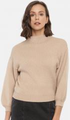 FOREVER 21 Women Beige Striped Pullover Sweater