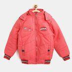 Fort Collins Boys Red Solid Hooded Bomber Jacket