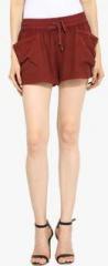 Free & Young Red Solid Shorts women