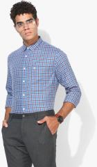 French Connection Blue Regular Fit Checked Formal Shirt men