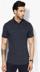 French Connection Navy Blue Printed Polo T Shirt men