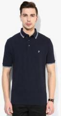 French Connection Navy Blue Solid Polo T Shirt men