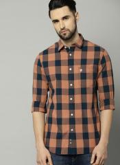 French Connection Rust Regular Fit Checked Casual Shirt men