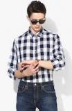 French Connection White Slim Fit Checked Casual Shirt men
