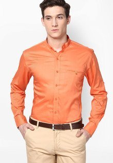 Funk Solid Orange Casual Shirt men