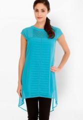 Fusion Beats Blue Embroidered Tunic women