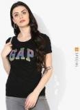 Gap Black Printed Round Neck T Shirt women